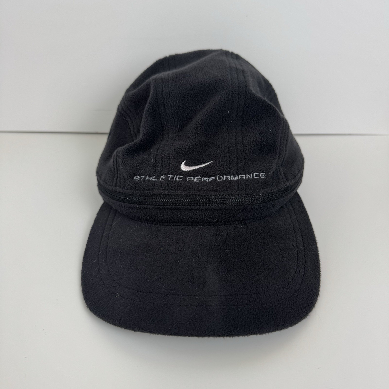 Vintage Nike 5 Panel Fleece Hat Athletic Performance Zip Visor Cap Y2k Gorpcore